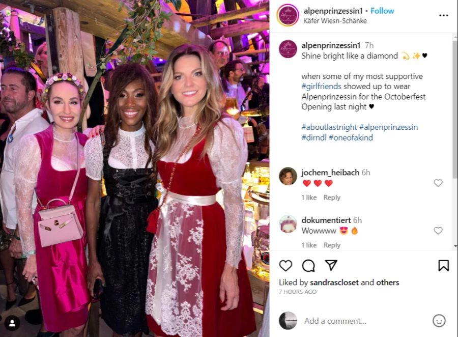 Alberts Ex-Geliebte feierte in München mit Dirndl-Königin Katie Rezalou.