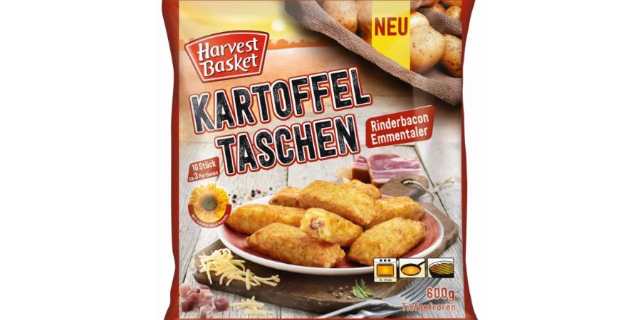 Die Wernsing Feinkost GmbH ruft das Produkt «Harvest Basket Kartoffeltaschen Rinderbacon Emmentaler, 600g» zurück.