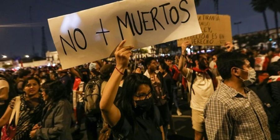 Demonstranten in Peru