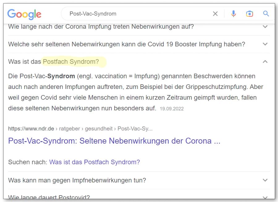 Postfach-Syndrom Post-Vac-Syndrom Google