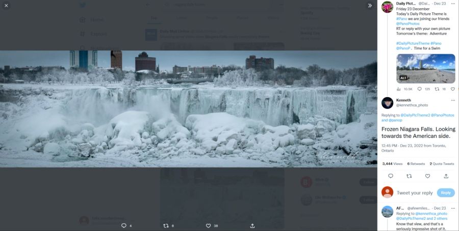 Die Niagara-Fälle sind an Weihnachten fast komplett zugefroren.