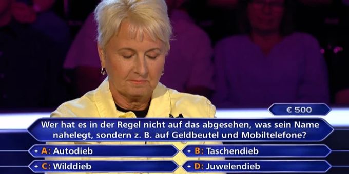 Mit dieser Frage hat Ute Schilder zu kämpfen. wer wird millionär?