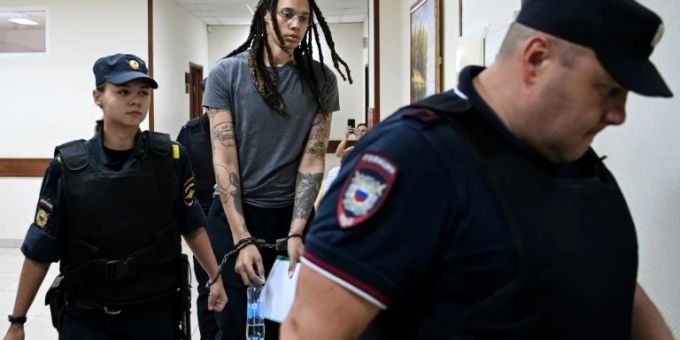 Brittney Griner vor ihrer Verurteilung in Moskau Brittney Griner vor ihrer Verurteilung in Moskau