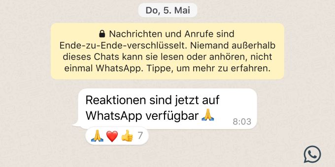 «Daumen hoch» - WhatsApp ermöglicht nun endlich Reaktionen mit Emojis
