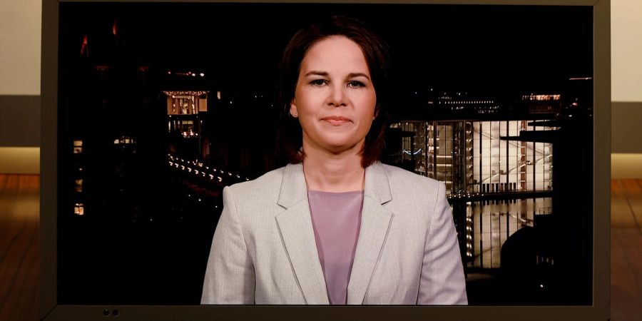 Aussenministerin Annalena Baerbock ist per Video der ARD-Sendung «Anne Will» mit dem Thema «Panzer ins Kriegsgebiet - wohin führt Deutschlands Ukraine-Politik?» zugeschaltet.