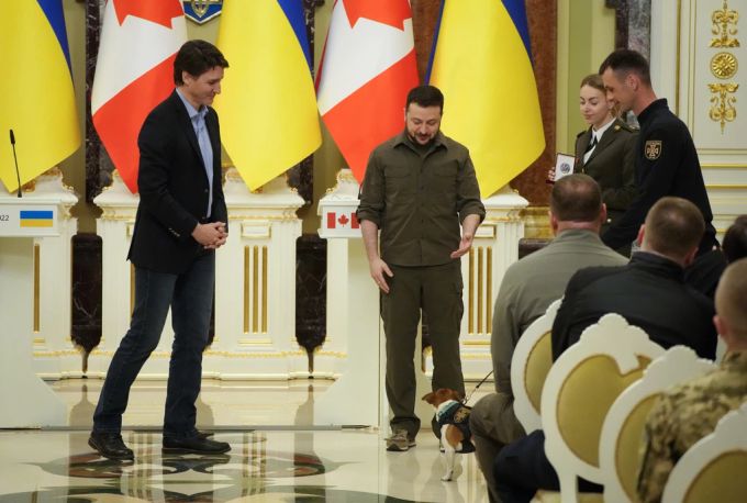 Auch Wolodymyr Selenskyj hat den Spürhund Patron schon offiziell empfangen und ausgezeichnet. Ukraine Krieg