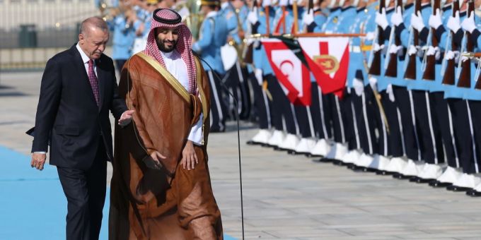 Präsident Erdogan empfängt den Kronprinzen Saudi-Arabiens. Türkei