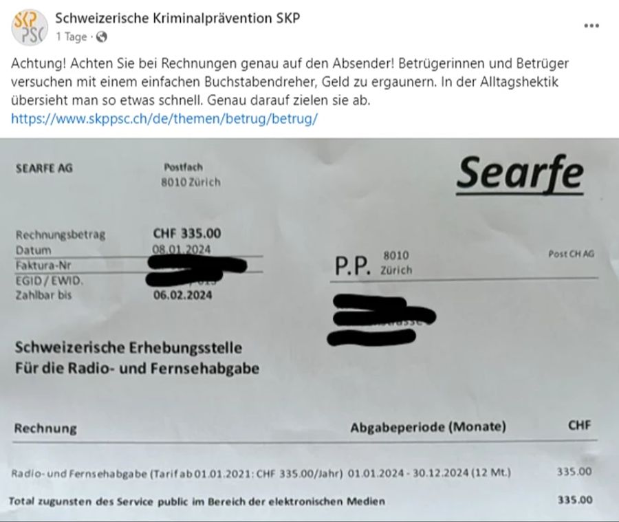 Nochmals zum Vergleich: So sieht die falsche Rechnung aus.