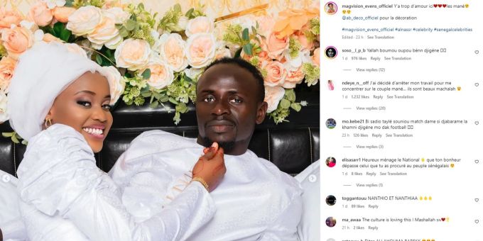 Sadio Mané hat seine 18-jährige Freundin geheiratet. Sadio Mané Hochzeit Senegal