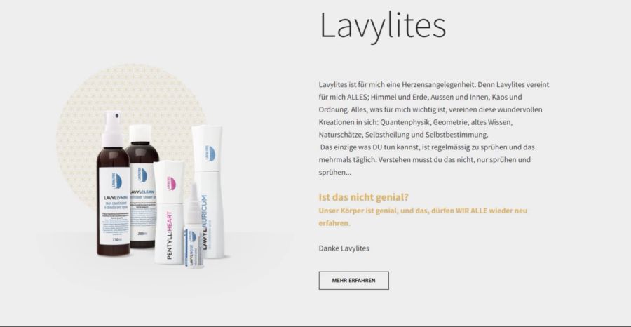 Ladina Blumenthal verkauft spirituelle Sprays auf ihrer Webseite.