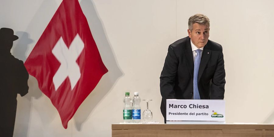 SVP-Parteipräsident Marco Chiesa kritisierte an der Delegiertenversammlung seiner Partei das links-grüne Menschenbild. (Archivbild)