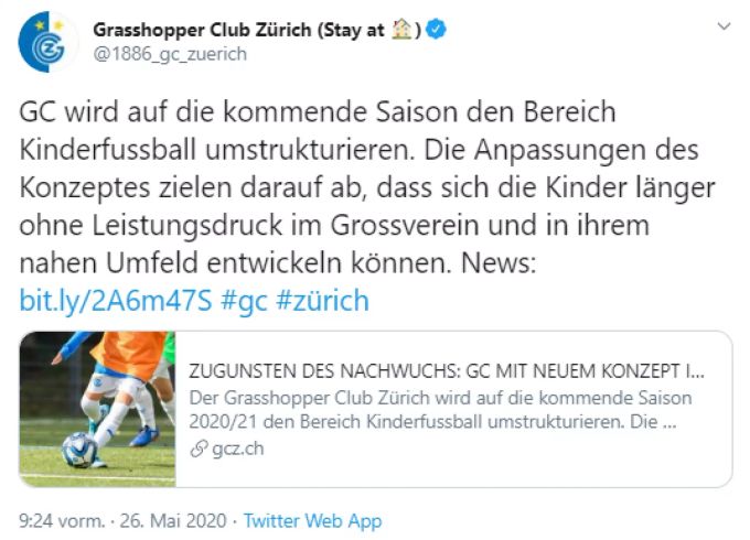 Der Grasshopper Club Zürich informiert über die Vereinderungen im Kinderfussball. Grasshopper Club Zürich