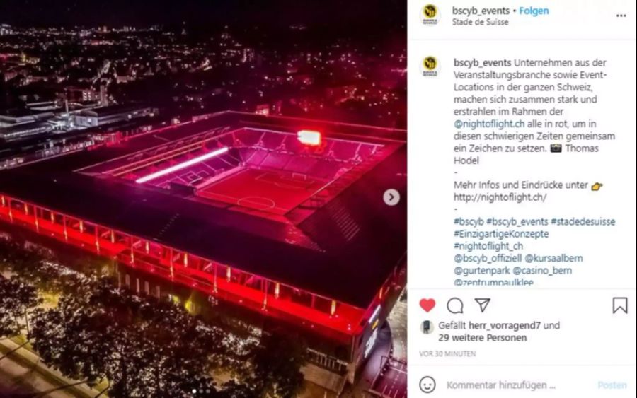 Auch der Berner Fussball-Club YB schloss sich der Aktion an.