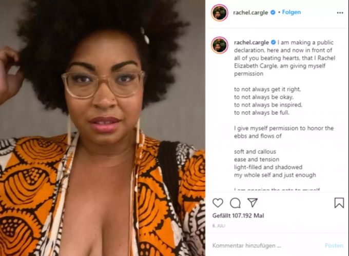 Die Aktivistin Rachel Carcle auf Instagram. thallula wilis