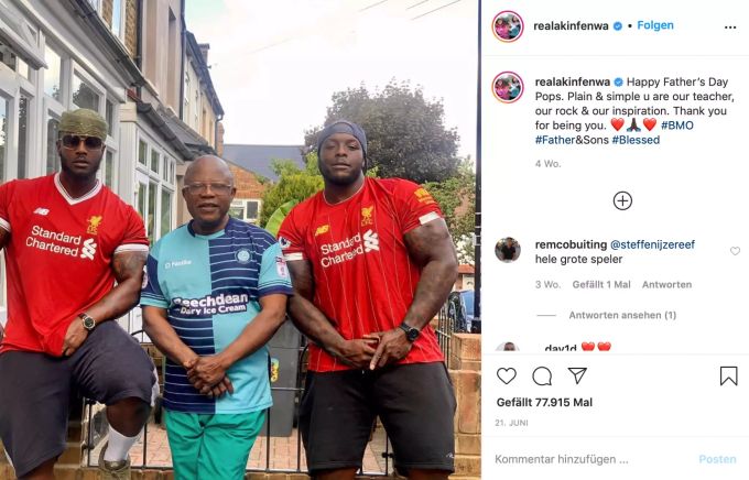 Adebayo Akinfenwa (r.) ist grosser Fan des FC Liverpool und Trainer Jürgen Klopp. Adebayo Akinfenwa Jürgen Klopp