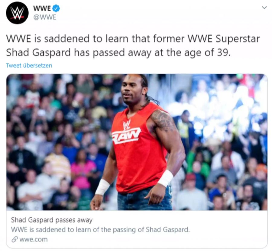 Die WWE erinnert auf Twitter an Shad Gaspard.