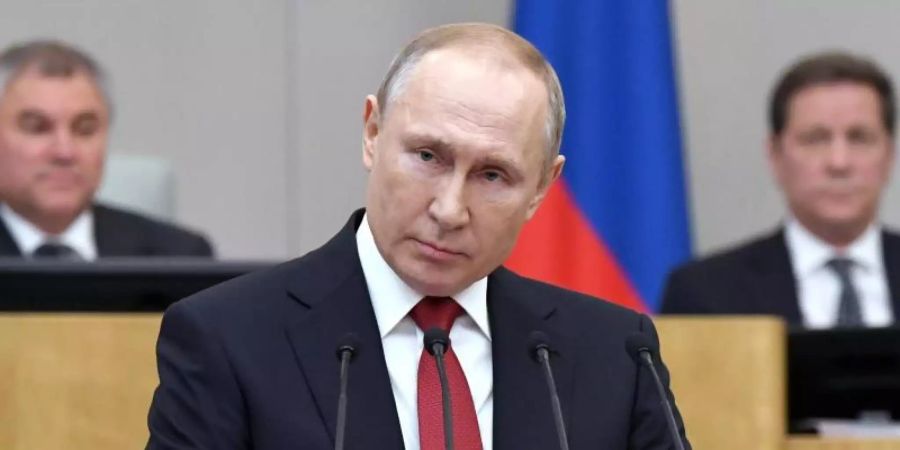 Russlands Präsident Wladimir Putin vor der Abstimmung über Verfassungsänderungen in der Staatsduma. Foto: Alexei Nikolsky/Pool Sputnik Kremlin/AP/dpa