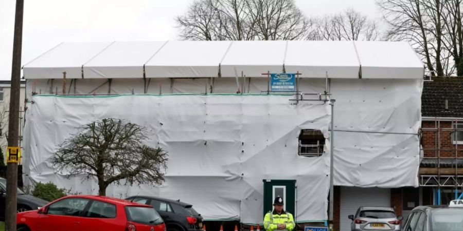 Ein abgeriegeltes Haus in Salisburg nach dem Giftanschlag im März 2018