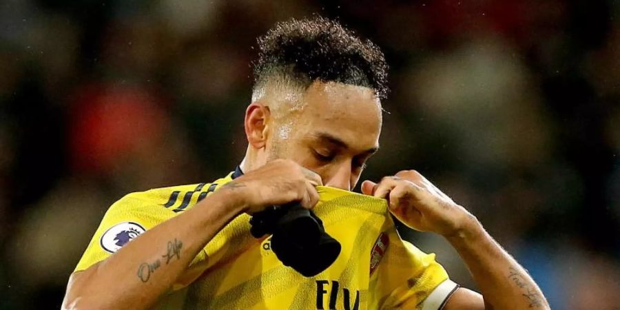 Pierre-Emerick Aubameyang traf zu Arsenals Führung und wurde später vom Platz gestellt. Foto: Mark Kerton/PA Wire/dpa