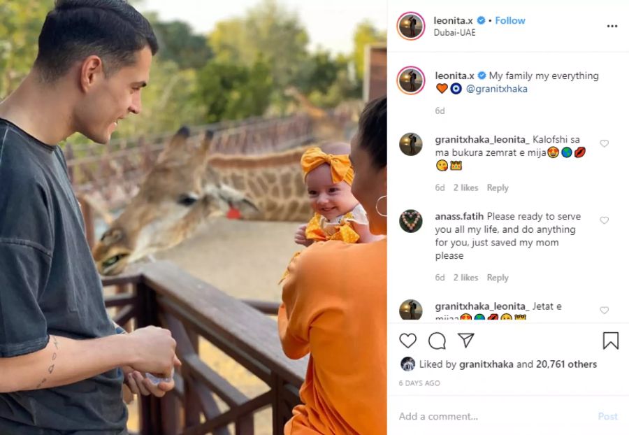 Granit und Leonita Xhaka mit Tochter Ayana im Zoo.