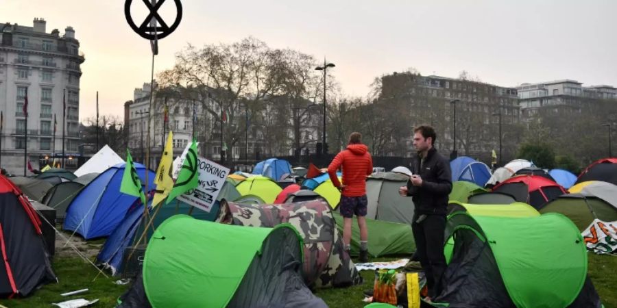 Protestcamp in London am Dienstag