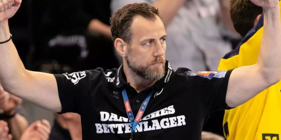 Flensburgs Trainer Maik Machulla hat seinen Vertrag beim deutschen Handball-Meister verlängert. Foto: Frank Molter