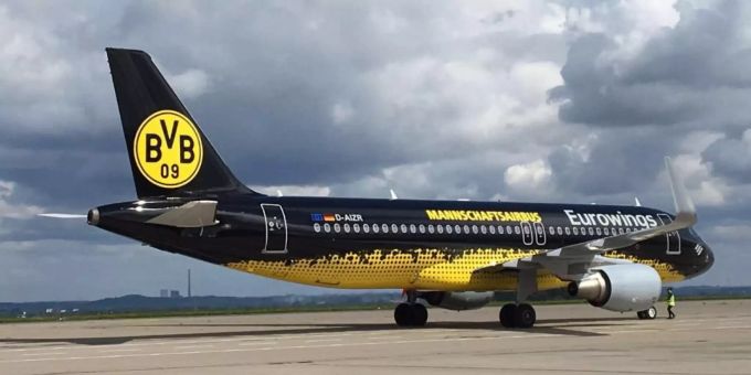 Der «Mannschaftsairbus» des BVB von Eurowings. BVB-Flieger Eurowings