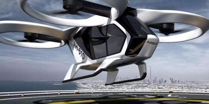 Die von Airbus als Handout zur Verfügung gestellte Computergrafik zeigt eine «CityAirbus» genannte elektrobetriebene, drohnenähnliche Flugmaschine mit vier Sitzplätzen und acht Rotoren. Foto: Airbus/dpa Die von Airbus als Handout zur Verfügung gestellte Computergrafik zeigt eine «CityAirbus» genannte elektrobetriebene, drohnenähnliche Flugmaschine mit vier Sitzplätzen und acht Rotoren. Foto: Airbus/dpa