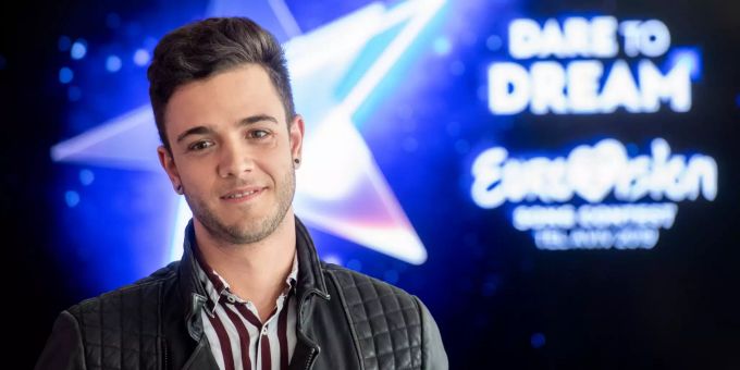 Luca Haenni spricht an seiner Bekanntgabe des Schweizer Beitrages zum "Eurovision Song Contest 2019" im Fernsehstudio in Zuerich, aufgenommen am Donnerstag, 7. Maerz 2019. (KEYSTONE/Ennio Leanza)