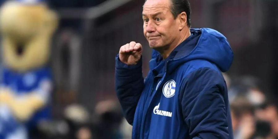 Schaut nicht auf die Tabelle: Schalke-Coach Huub Stevens. Foto: Ina Fassbender/dpa