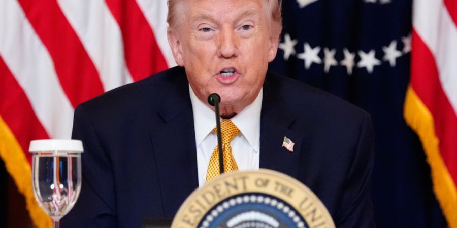 US-Präsident Donald Trump spricht im East Room des Weißen Hauses. Foto: Alex Brandon/AP/dpa