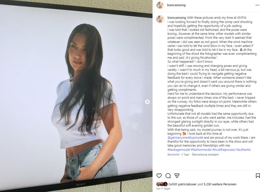 Beim Sedcard-Shooting konnte Bianca Sissing nicht überzeugen – jedenfalls sah das Heidi Klum so.