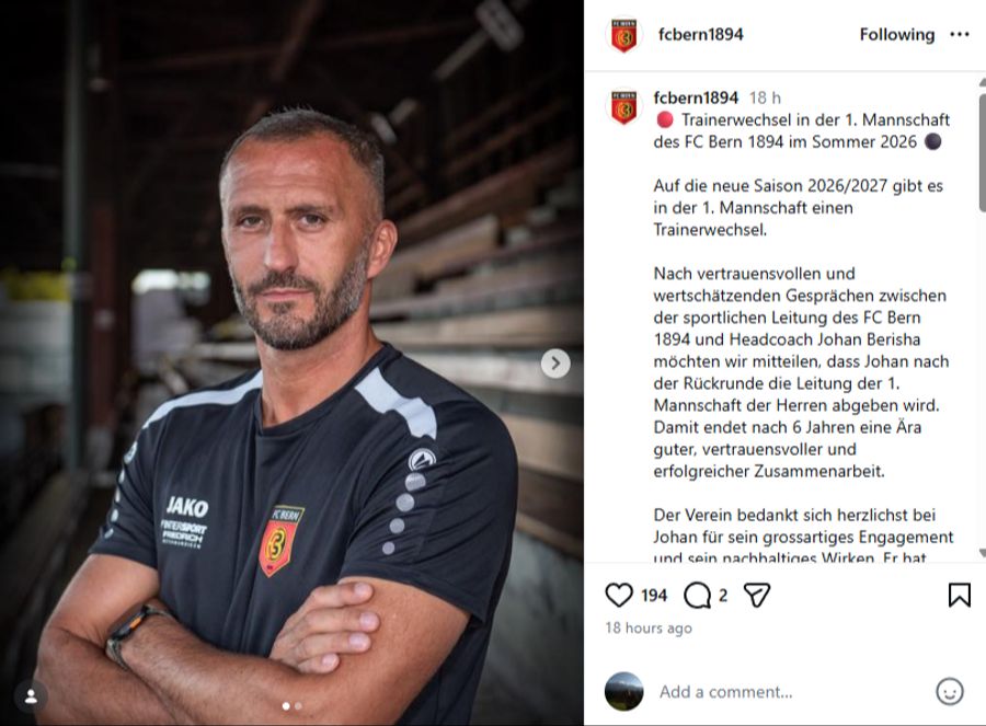 FC Bern Trainerwechsel