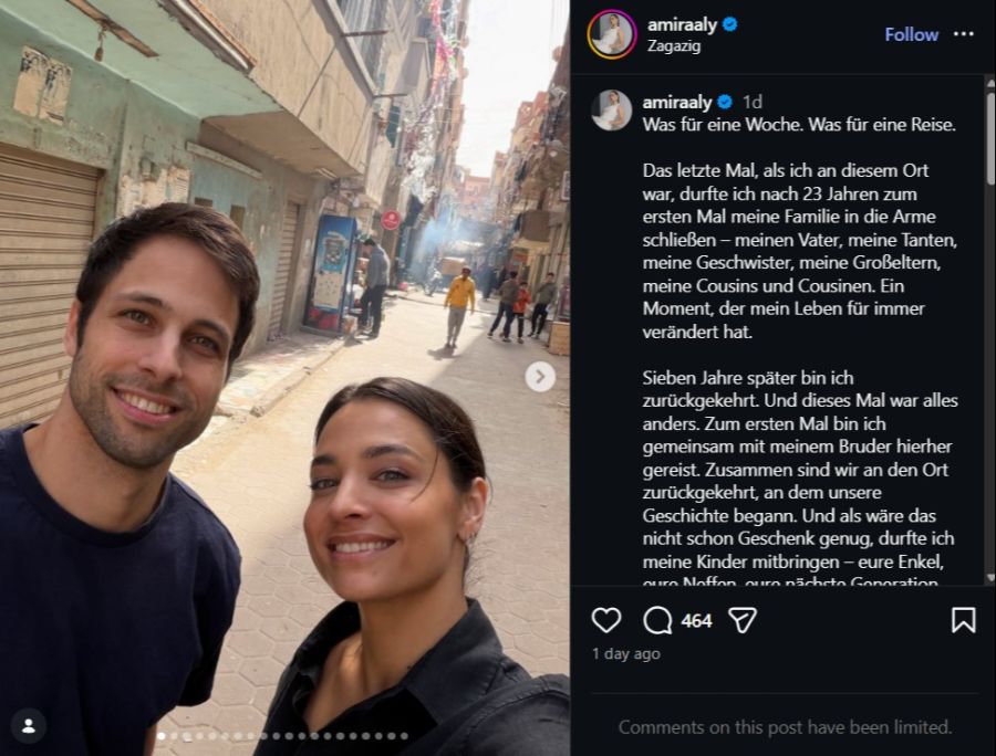 Amira Aly war mit ihrer Familie in Ägypten – hier ist sie mit ihrem Bruder zu sehen.