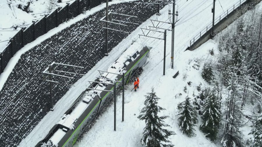 Eine zuvor abgegangene Lawine hat nach ersten Erkenntnissen das Gleis blockiert. Der Zug kollidierte daraufhin mit den Schneemassen.