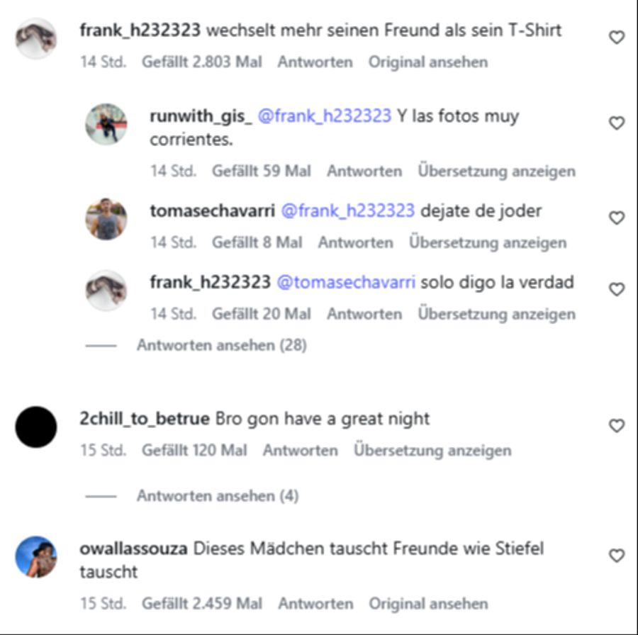 Alisha Lehmann wird unter ihrem neusten Beitrag angefeindet.