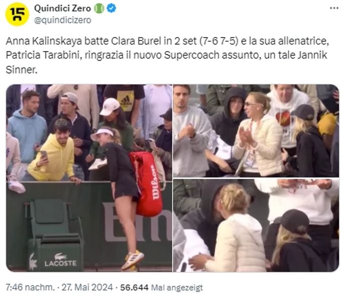 Anna Kalinskaya übersteht die erste Runde an den French Open – Kameras fangen Jannik Sinner auf der Tribüne ein. French Open