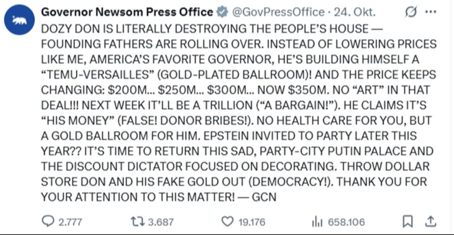 Auch der Schreibstil des US-Präsidenten wird imitiert.