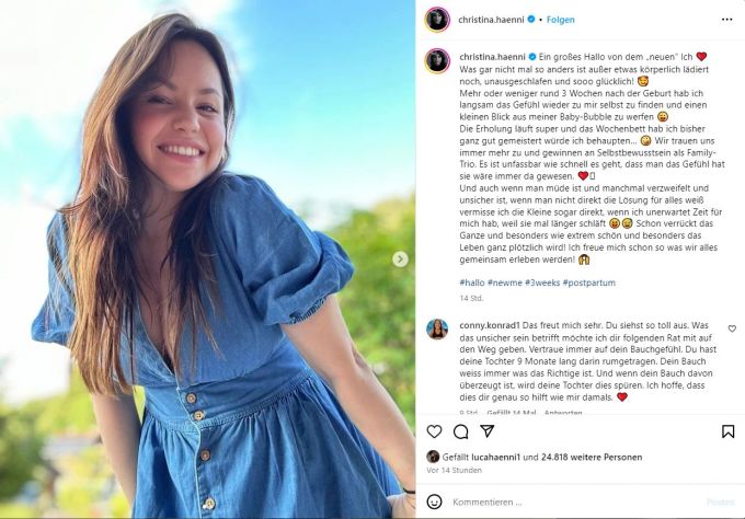 Christina Hänni teilt auf Instagram mehr über ihr Leben nach der Geburt ihrer Tochter. christina hänni