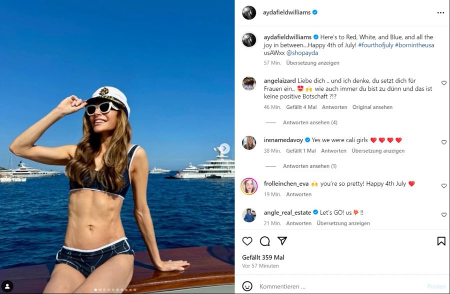 Ayda Field Williams geniesst den Sommer in vollen Zügen.