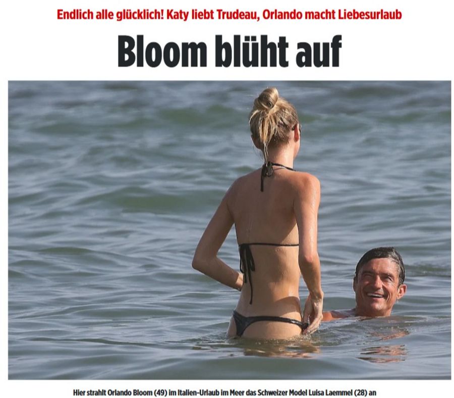Auch die "Bild"-Zeitung berichtet über die Italien-Ferien von Orlando Bloom und Luisa Laemmel.