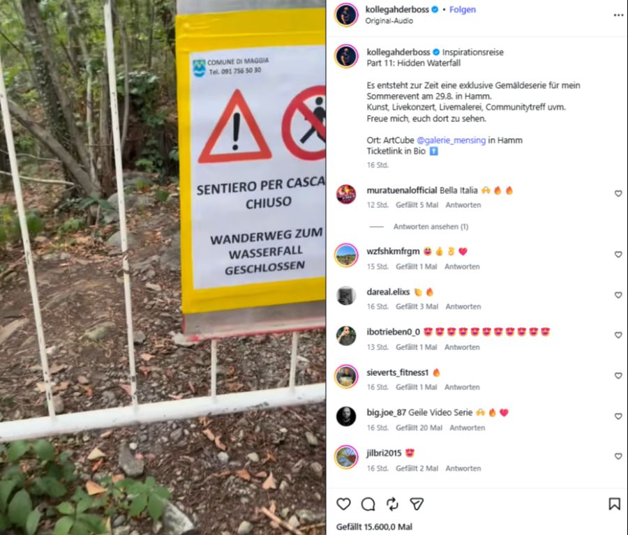Die unmissverständliche Botschaft: «Wanderweg zum Wasserfall geschlossen».