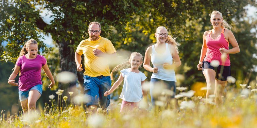 Familie Feld Joggen Sport