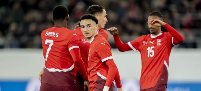 Jubel bei der Schweizer Nati im Spiel gegen Luxemburg. Ruben Vargas