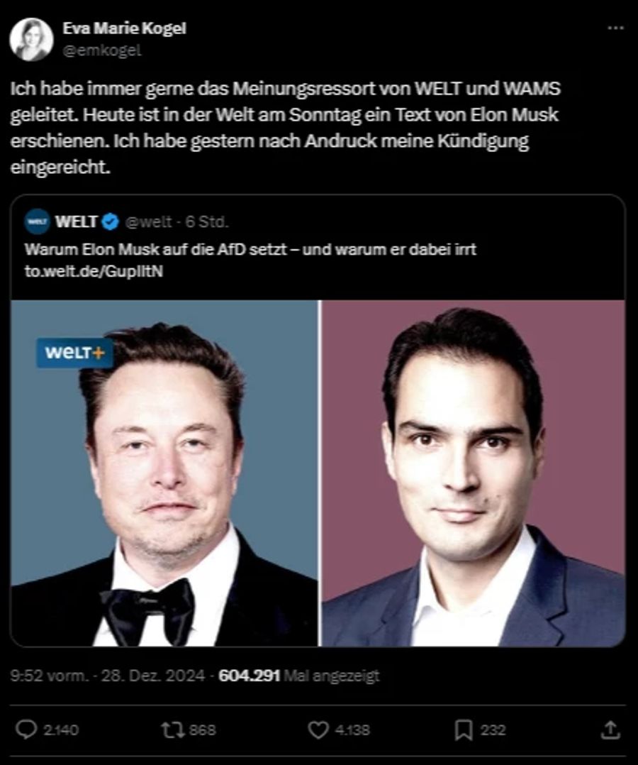 Welt-Meinungschefin Elon Musk