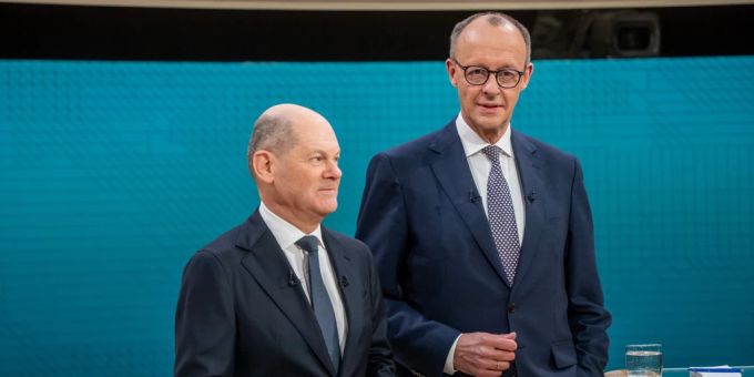 Duellierten sich bemerkenswert sachlich: Olaf Scholz und Friedrich Merz. Olaf Scholz Friedrich Merz