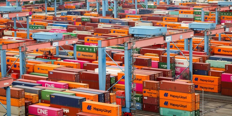 Auch über diese Container im Hamburger Hafen im- und exportiert Deutschland Waren.