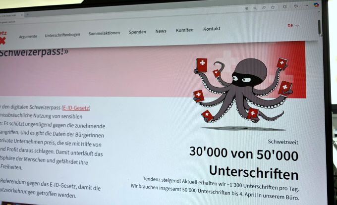 Auf der Website des von der Piratenpartei geführten Referendumskomitees wird die Anzahl bereits gesammelter Unterschriften aller Komitees angezeigt. E-ID-Gesetz Referendum Unterschriften