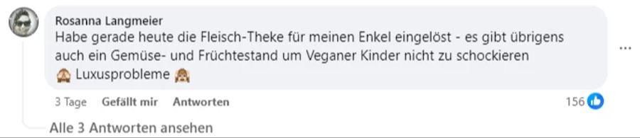 Grund: In der Kühltheke gibt es keine veganen Produkte.