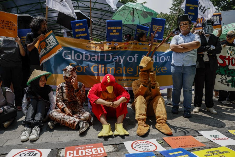 Rally as part of the global day of action for climate justice in Jakarta